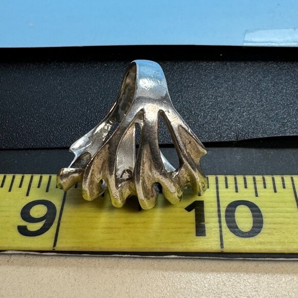 VTG Solid Sterling Silver 925 Multiband Look Wavy Design Dome Ring Size 6.75 - Picture 5 of 9